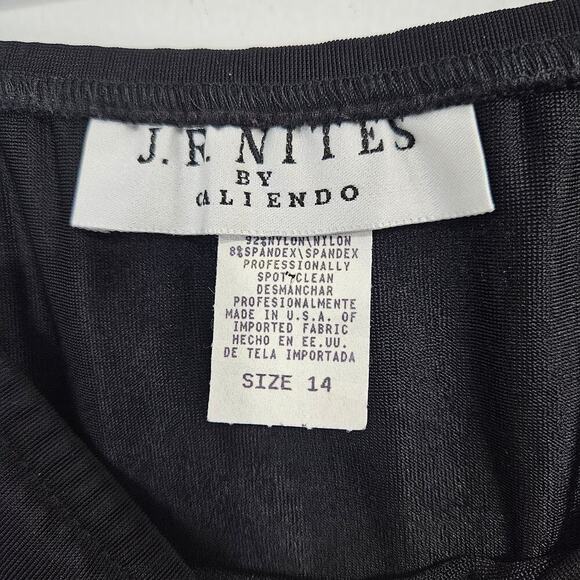 Vintage 90s J.R. NITES By CALIENDO Black Beaded Midi Skirt Elastic waist Size 14 - Picture 6 of 6